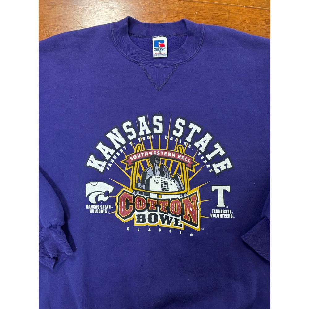 Vintage Russell Athletic Sweatshirt Mens XL Purple Kansas State Cotton Bowl 2001